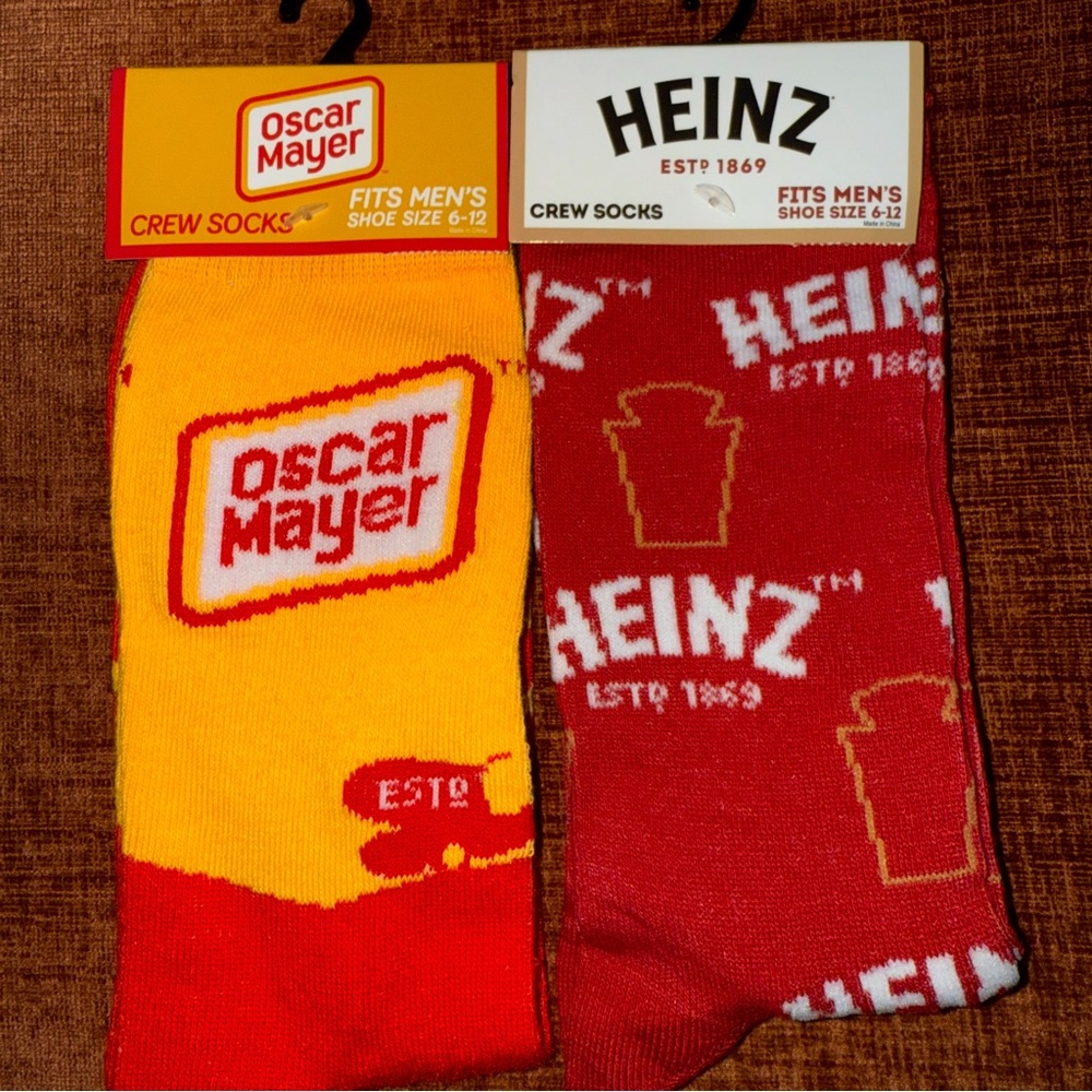Oscar Mayer and Heinz Ketchup crew socks